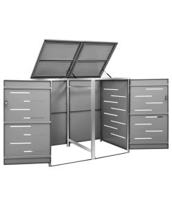Copri Bidoni Pattumiera Doppia 138x77,5x112,5 cm Acciaio Inox