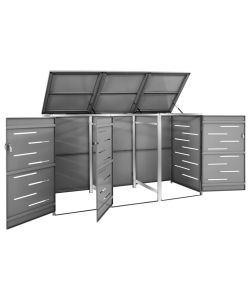 Copribidone per Spazzatura Triplo 207x77,5x115 cm Acciaio Inox