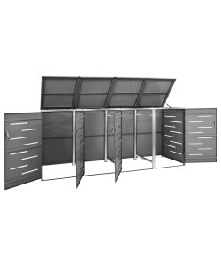 Copri Bidoni Pattume Quadruplo 276,5x77,5x115,5cm Acciaio Inox