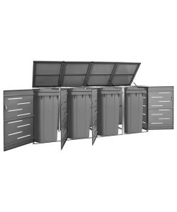 Copri Bidoni Pattume Quadruplo 276,5x77,5x115,5cm Acciaio Inox