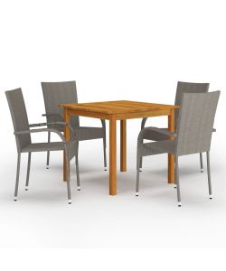 Set Mobili da Pranzo per Giardino 5 pz Grigio