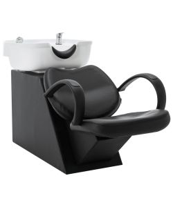 Poltrona e Lavatesta per Parrucchiere Similpelle Nero e Bianco
