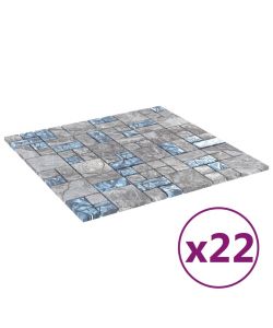 Piastrelle Mosaico 22 pz Grigio e Blu 30x30 cm in Vetro