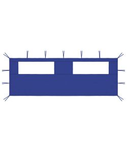 Parete con Finestre per Gazebo 6x2 m Blu