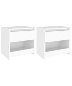 Comodini 2 pz Bianco 40x30x39 cm in Legno Ingegnerizzato