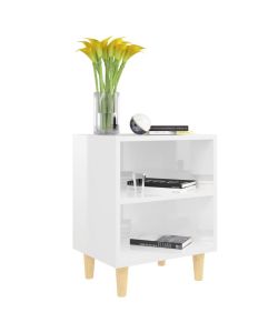vidaXL Comodini in Legno Massello 2 pz Bianco Lucido 40x30x50 cm - Mobili da Letto Stile Scandinavo