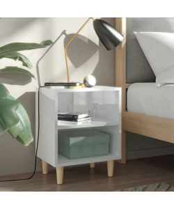 vidaXL Comodini in Legno Massello 2 pz Bianco Lucido 40x30x50 cm - Mobili da Letto Stile Scandinavo