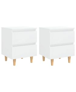 vidaXL Comodino Bianco Laccato 40x35x50 cm - Set di 2 - Gambe in Pino Massello