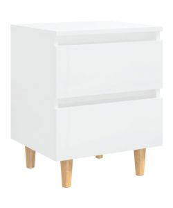 vidaXL Comodino Bianco Laccato 40x35x50 cm - Set di 2 - Gambe in Pino Massello
