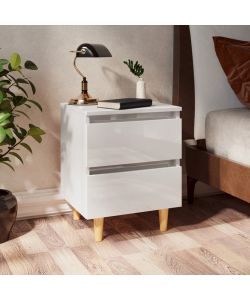 vidaXL Comodino Bianco Laccato 40x35x50 cm - Set di 2 - Gambe in Pino Massello