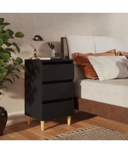 vidaXL Comodini Chic in Legno Massello 2 pz Neri 40x35x69 cm - Stile Scandinavo