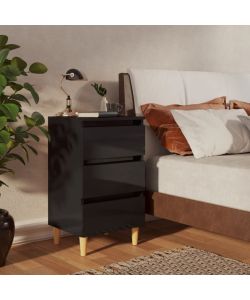 vidaXL Comodini Chic in Legno 2 pz Nero Lucido 40x35x69 cm - Stile Scandinavo