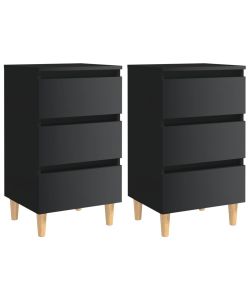 vidaXL Comodini Chic in Legno 2 pz Nero Lucido 40x35x69 cm - Stile Scandinavo