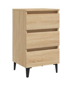 vidaXL Comodino con Gambe in Metallo Rovere Sonoma 40x35x69 cm - Mobile da Letto Chic e Moderno