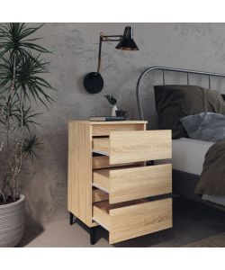 vidaXL Comodino con Gambe in Metallo Rovere Sonoma 40x35x69 cm - Mobile da Letto Chic e Moderno