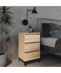 vidaXL Comodino con Gambe in Metallo Rovere Sonoma 40x35x69 cm - Mobile da Letto Chic e Moderno