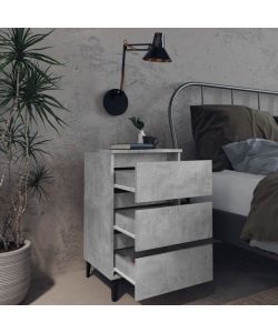 vidaXL Comodino Chic Grigio Cemento con Gambe in Metallo 40x35x69 cm