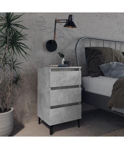 vidaXL Comodino Chic Grigio Cemento con Gambe in Metallo 40x35x69 cm