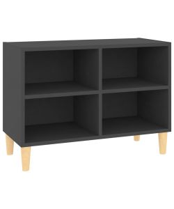 Mobile TV con Gambe in Legno Massello Grigio 69,5x30x50 cm