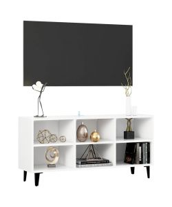 Mobile TV con Gambe in Metallo Bianco 103,5x30x50 cm