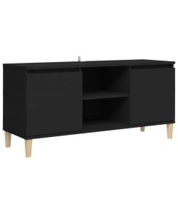 vidaXL Comodino Porta TV in Legno Massello Nero 103,5x30x50 cm - Elegante Mobile Scandivano con Ripiani e Scomparti
