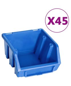  Kit Contenitori 48 pz con Pannelli a Parete Blu e Nero