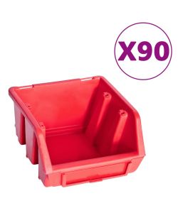  Kit Contenitori 96 pz con Pannelli a Parete Rosso e Nero