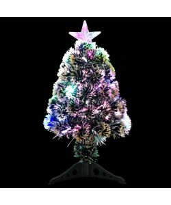 Albero di Natale con LED Verde e Bianco 64 cm Fibra Ottica