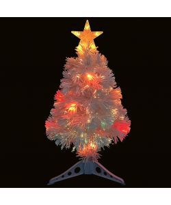 Albero Natale Artificiale LED Bianco 64 cm Fibra Ottica