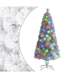 Albero Natale Artificiale con LED Bianco 150 cm in Fibra Ottica