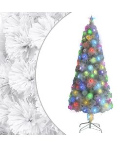 Albero Natale Artificiale LED Bianco 210 cm Fibra Ottica