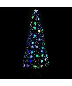 Albero Natale con Fiocchi di Neve a LED Nero 240cm Fibra Ottica
