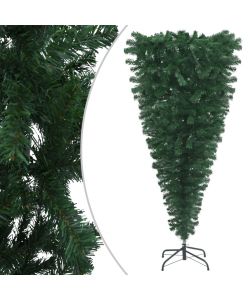 Albero di Natale Artificiale Capovolto con Supporto Verde 150 cm PVC