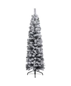 Albero di Natale Artificiale Sottile con Neve Verde 120 cm PVC