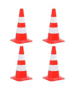 Set Coni Segnaletici Stradali Riflettenti 4pz Rosso Bianco 50cm