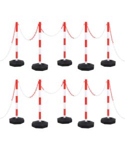 Set di Pali Stradali con Catena in Plastica di 10 m
