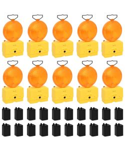 Lampeggianti da Cantiere 10 pz con Batterie 18x8x37 cm
