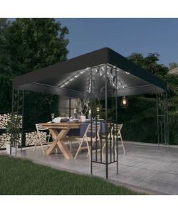 Gazebo con Stringa di Luci LED 3x3 m Antracite