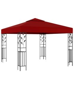 Gazebo con Stringa di Luci LED 3x3 m Rosso Vino