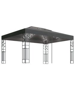 Gazebo con Tetto Doppio e Luci LED 3x4 m Antracite