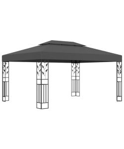 Gazebo con Tetto Doppio e Luci LED 3x4 m Antracite