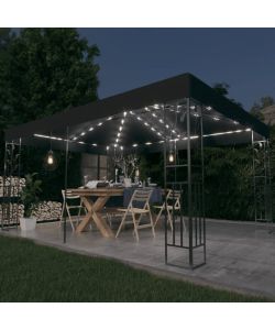 Gazebo con Tetto Doppio e Luci LED 3x4 m Antracite