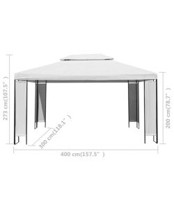 vidaXL Gazebo con Luci LED - Bianco - 3x4 m