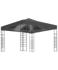 vidaXL Gazebo da Giardino con Luci LED - Antracite - 3x3 m