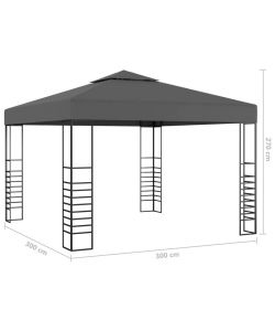 vidaXL Gazebo da Giardino con Luci LED - Antracite - 3x3 m