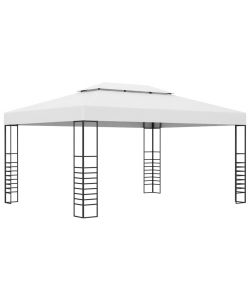 Gazebo con Stringa di Luci LED 4x3x2,7 m Bianco