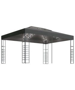 Gazebo con Stringa di Luci LED 3x4 m Antracite