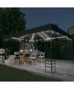Gazebo con Stringa di Luci LED 3x4 m Antracite