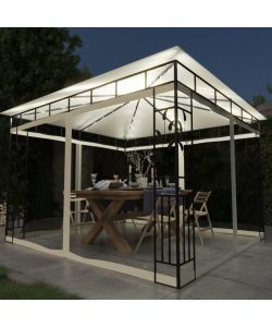 Gazebo con Zanzariera e Luci LED 3x3x2,73 m Crema