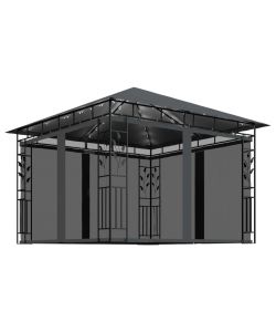 vidaXL Gazebo da Giardino con Zanzariera e Luci LED - Antracite - 3x3x2.73 m